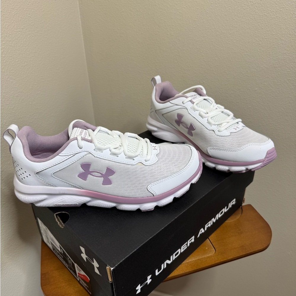 Under Armour Women's Charged Assert 9 size 8 white & mauve new running  shoes